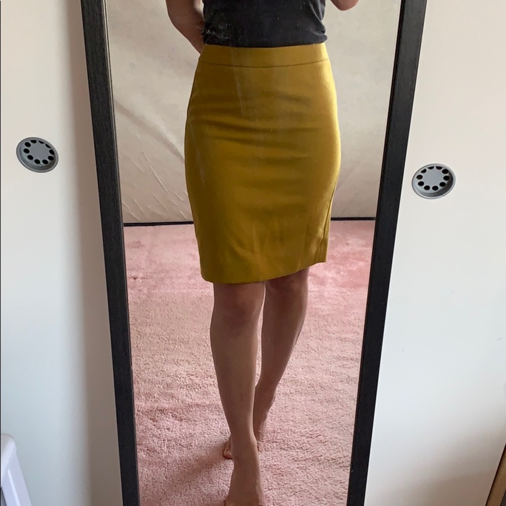 J. Crew Mustard Yellow Pencil Skirt